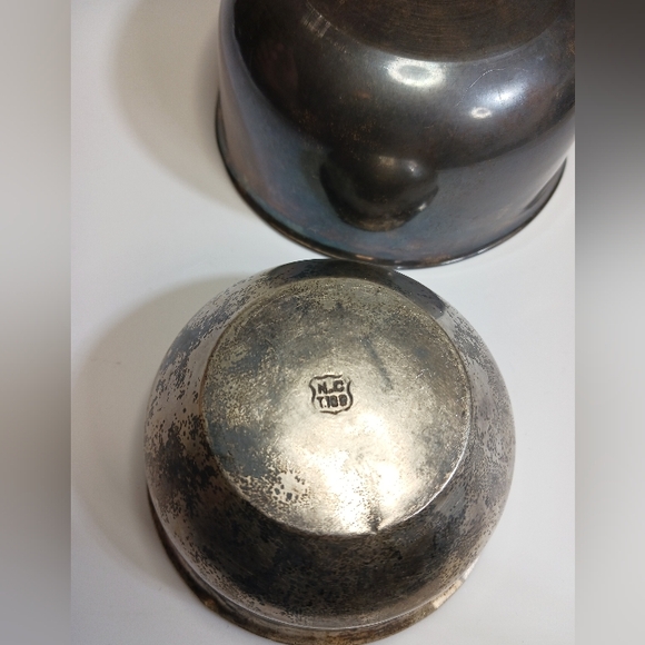 Vintage Lot Of 2 Signed Sterling Silver Unpolished Cup Bowl - 146g - Picture 5 of 11